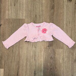 Nannette Pink Cropped Sweater with Flower Embellishment